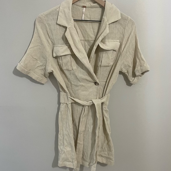 Free People Clementine Linen Wrap Dress Sz XS - Picture 4 of 9